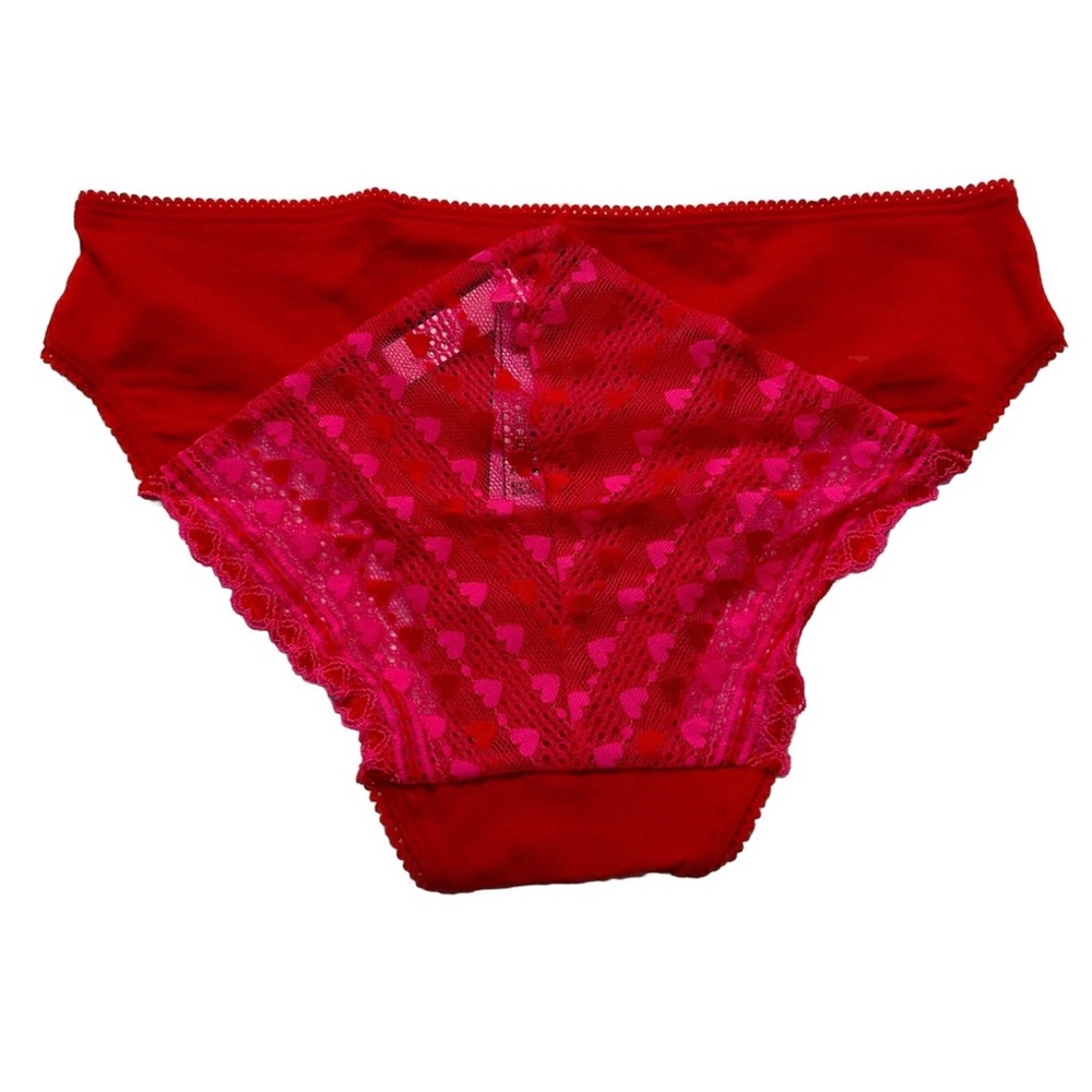 Victoria’s Secret Red and Hot Pink Lace-Trim Bikini Panty
